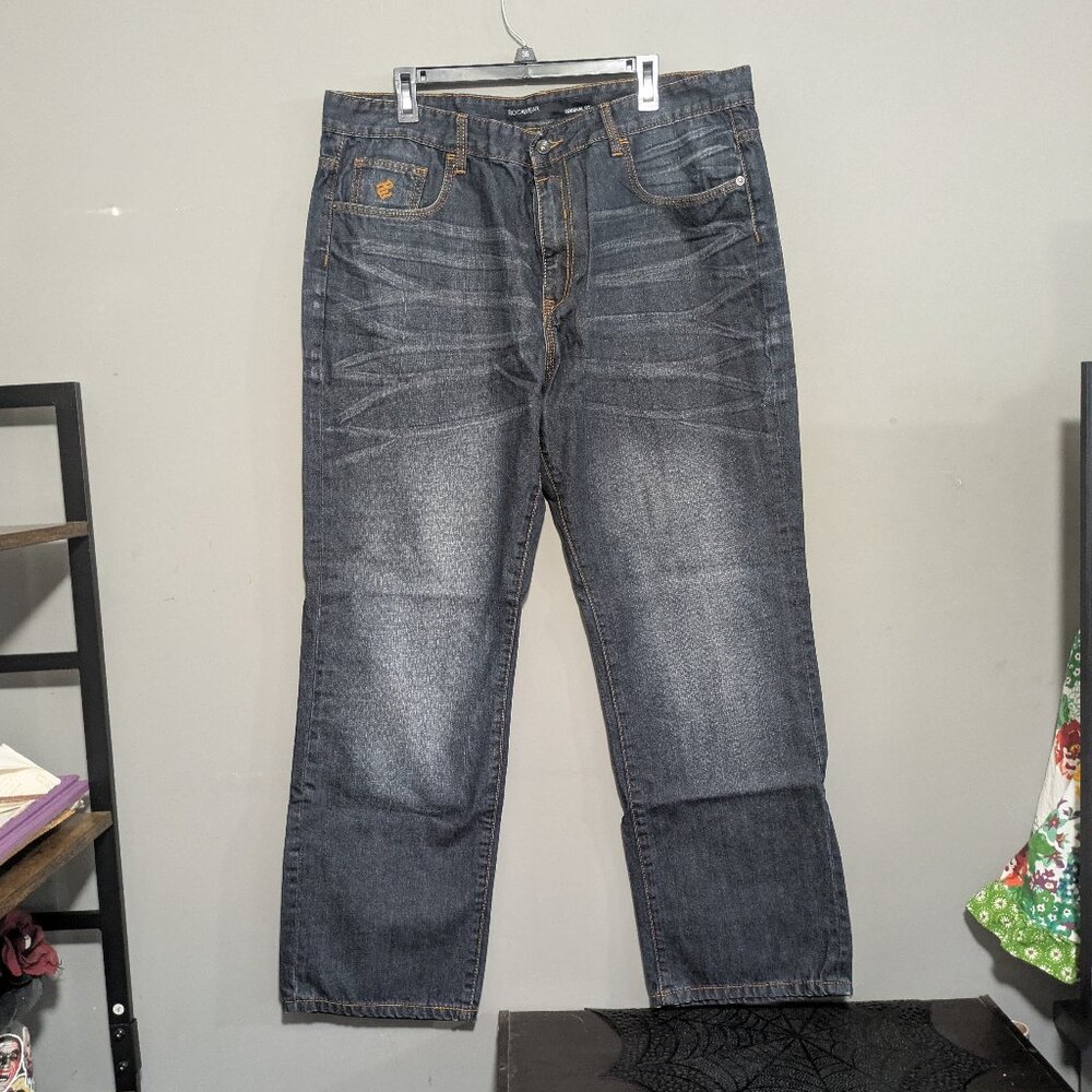 Rocawear Mens Jeans Original Fit W38 Flame Stitch Core